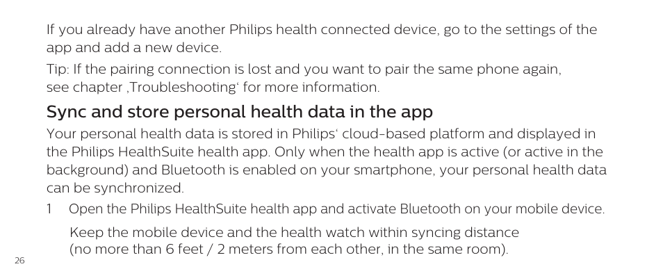 Sync and store personal health data in the app | Philips DL8790/10 User Manual | Page 26 / 92