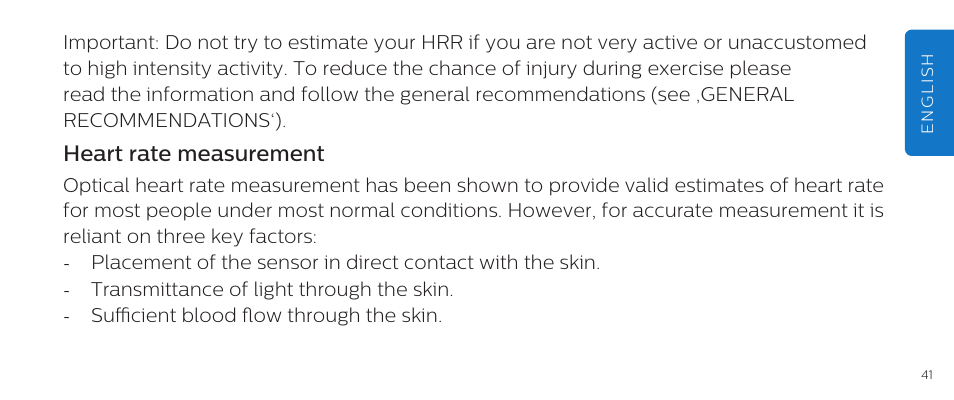 Heart rate measurement | Philips DL8790/10 User Manual | Page 41 / 92