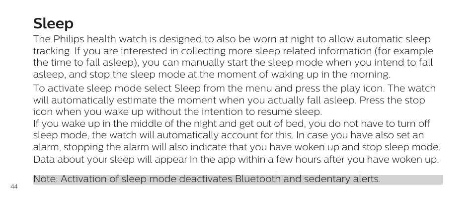 Sleep | Philips DL8790/10 User Manual | Page 44 / 92