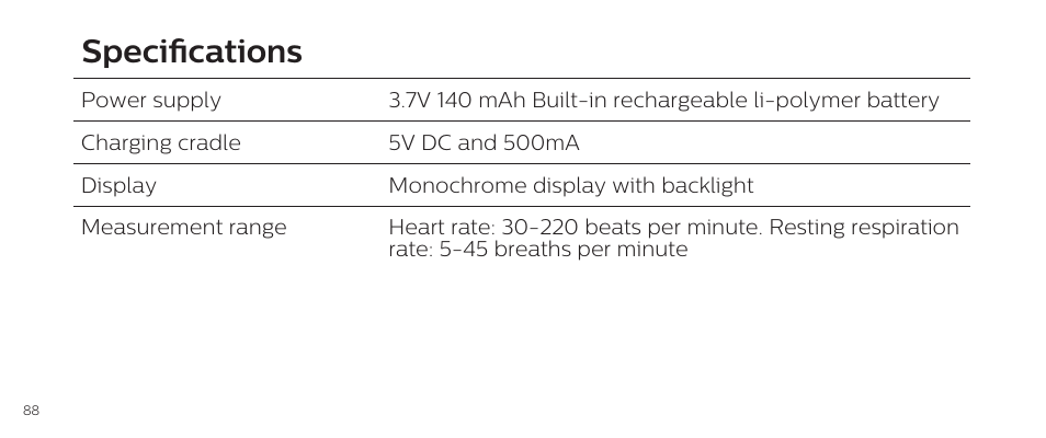 Specifications | Philips DL8790/10 User Manual | Page 88 / 92