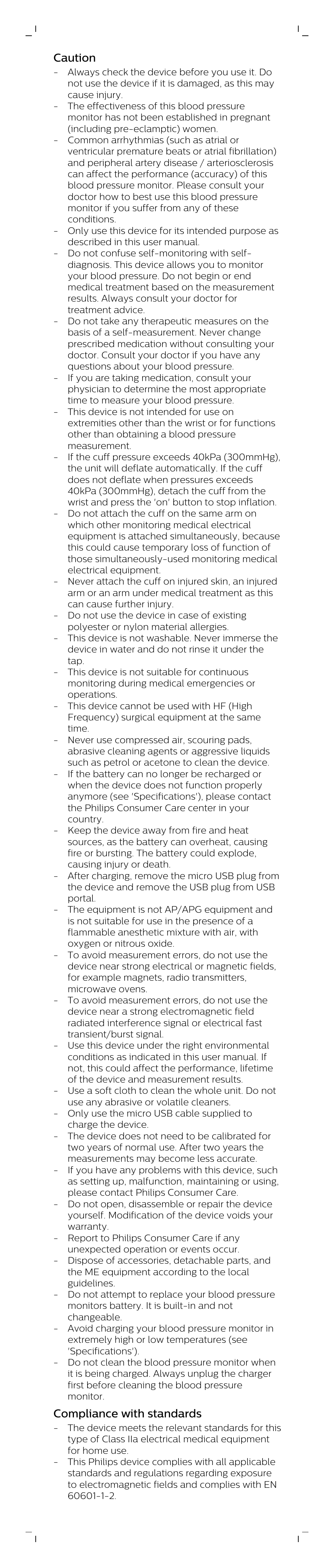 Caution, Compliance with standards | Philips DL8765/15 User Manual | Page 4 / 12