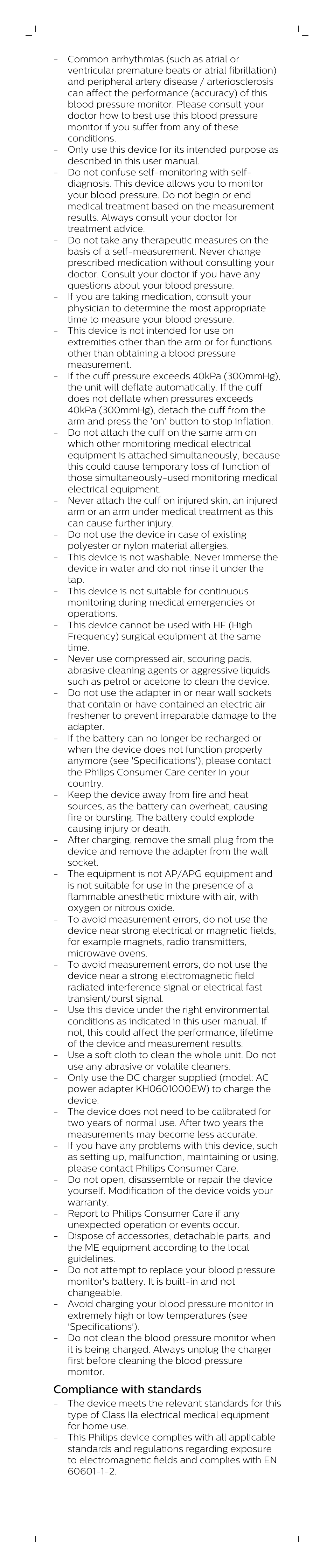 Compliance with standards | Philips DL8760/15 User Manual | Page 4 / 12