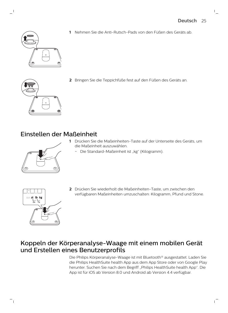 Einstellen der maßeinheit | Philips DL8780/15 User Manual | Page 25 / 82
