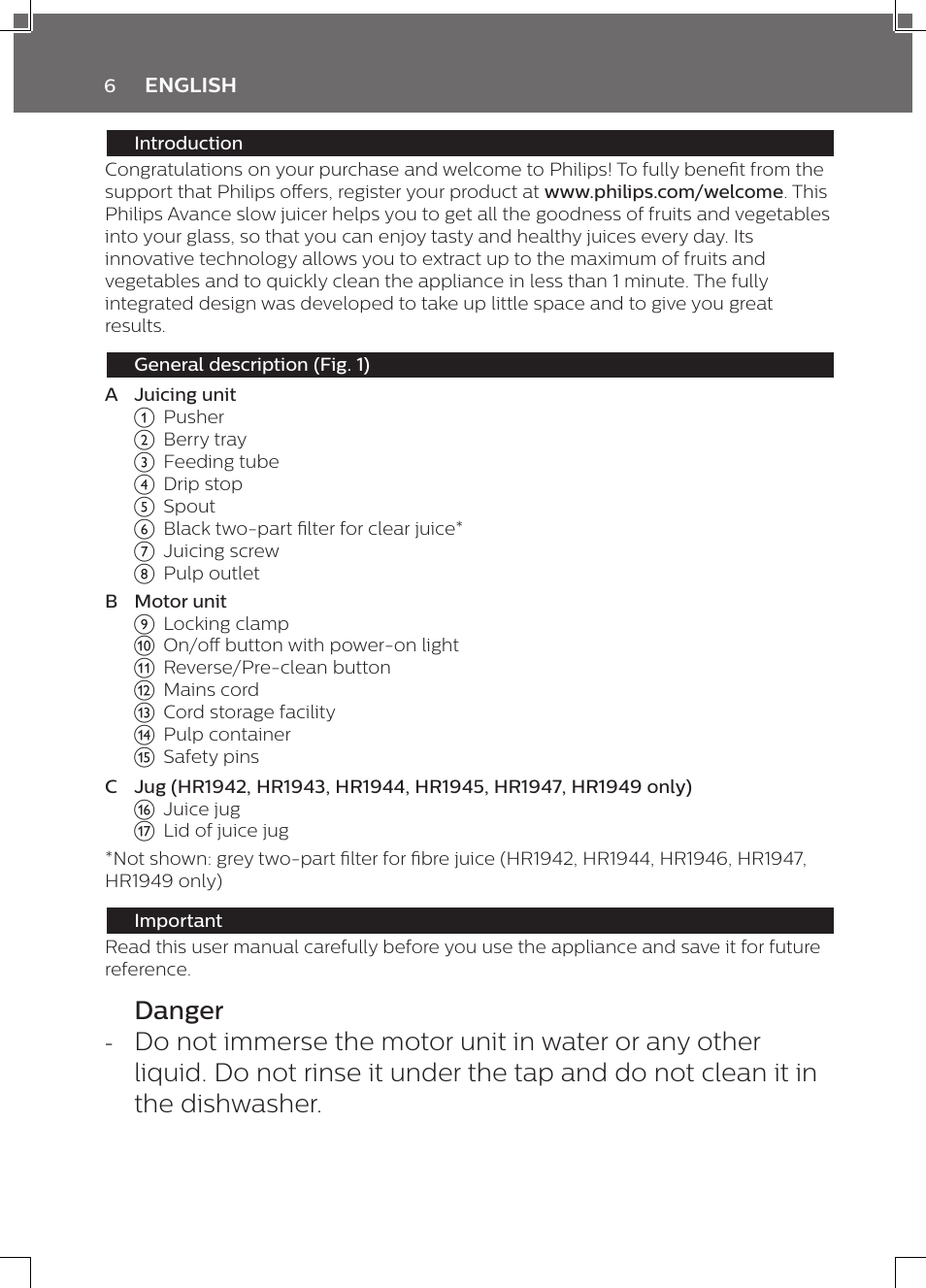 Philips HR1947/31 User Manual | Page 4 / 50