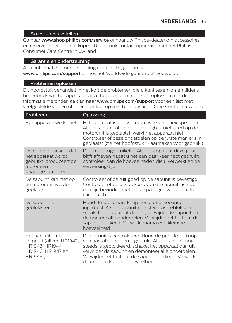 Philips HR1947/31 User Manual | Page 43 / 50