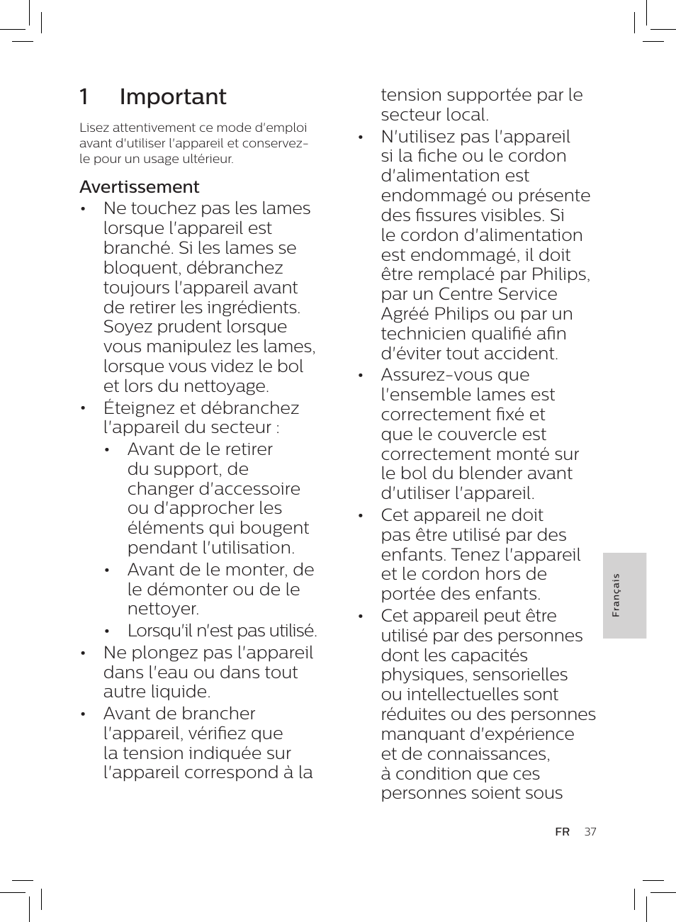 1 important | Philips HR3652/01 User Manual | Page 33 / 82