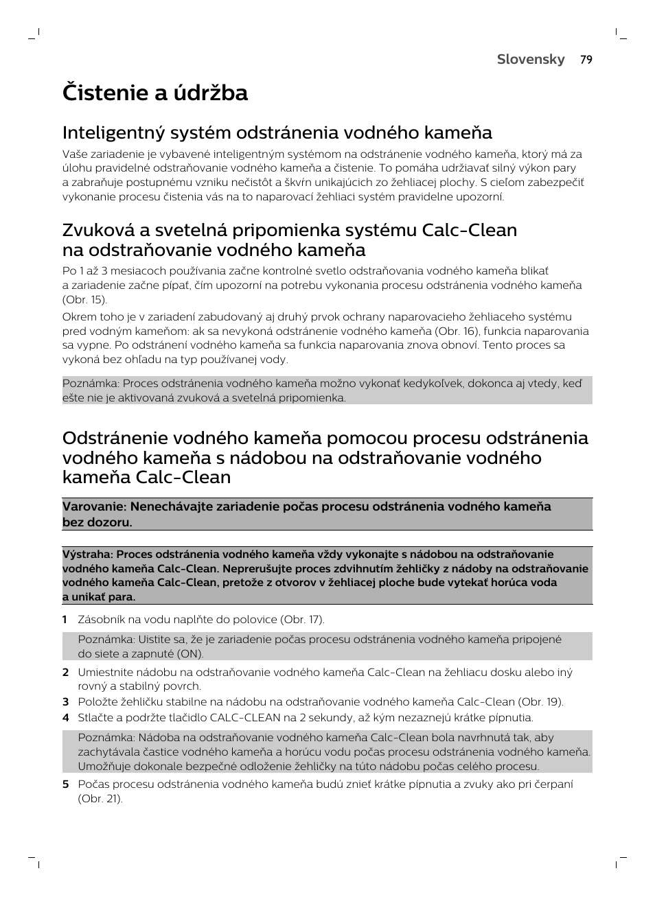 Čistenie a údržba, Inteligentný systém odstránenia vodného kameňa | Philips GC7833/80 User Manual | Page 79 / 138