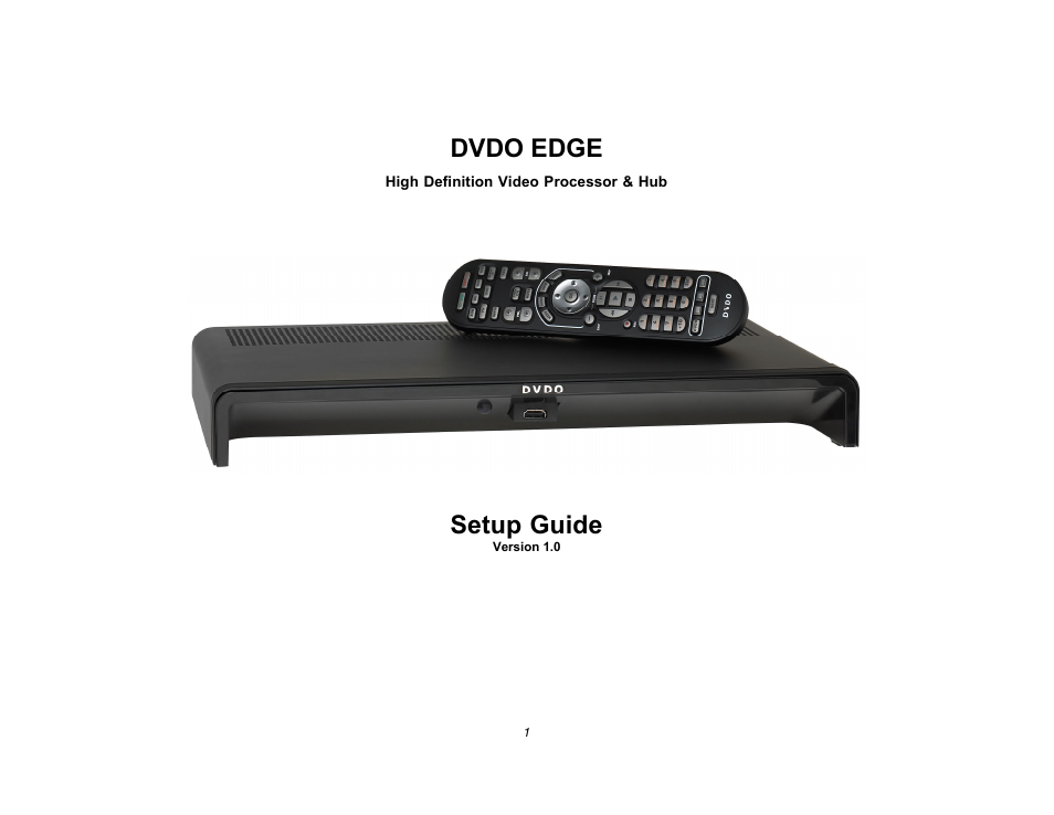 DVDO High Definition Video Processor & Hub Edge User Manual | 27 pages