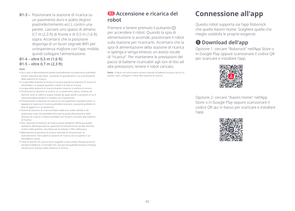 Connessione all'app, Download dell'app, Accensione e ricarica del robot | Roborock S8 Pro Ultra CE User Manual | Page 42 / 92