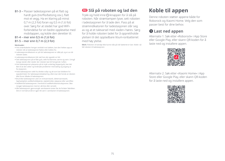 Koble til appen, Last ned appen, Slå på roboten og lad den | Roborock S8 Pro Ultra CE User Manual | Page 75 / 92
