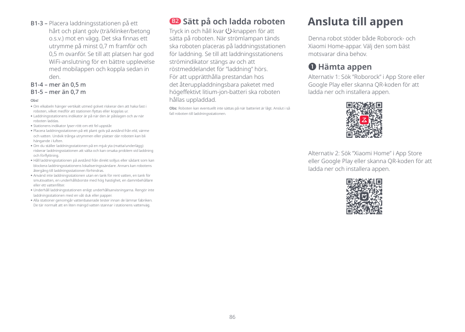 Ansluta till appen, Hämta appen, Sätt på och ladda roboten | Roborock S8 Pro Ultra CE User Manual | Page 86 / 92