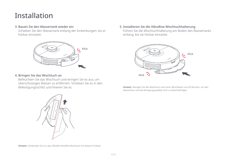 Installation | Roborock S7 CE User Manual | Page 111 / 372