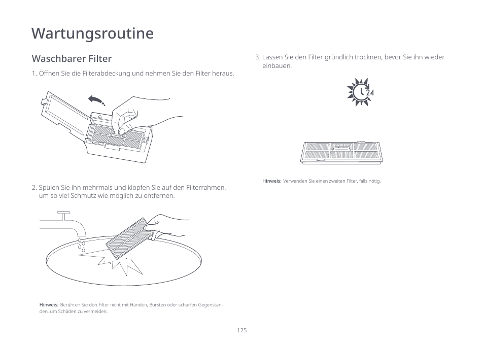 Wartungsroutine | Roborock S7 CE User Manual | Page 125 / 372