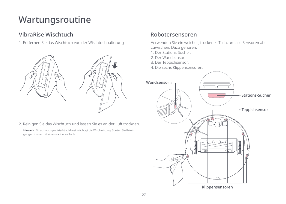 Wartungsroutine | Roborock S7 CE User Manual | Page 127 / 372