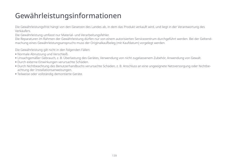 Gewährleistungsinformationen | Roborock S7 CE User Manual | Page 139 / 372