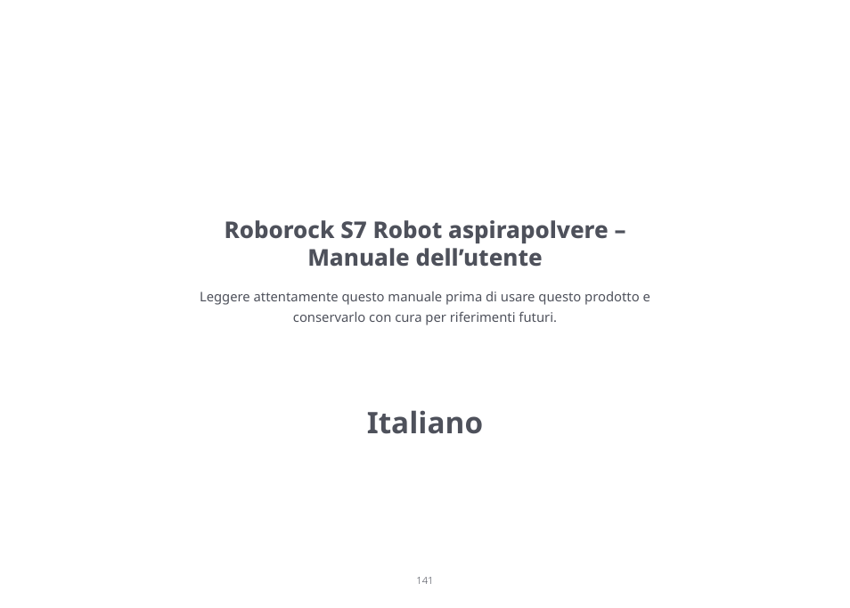 Italiano | Roborock S7 CE User Manual | Page 141 / 372