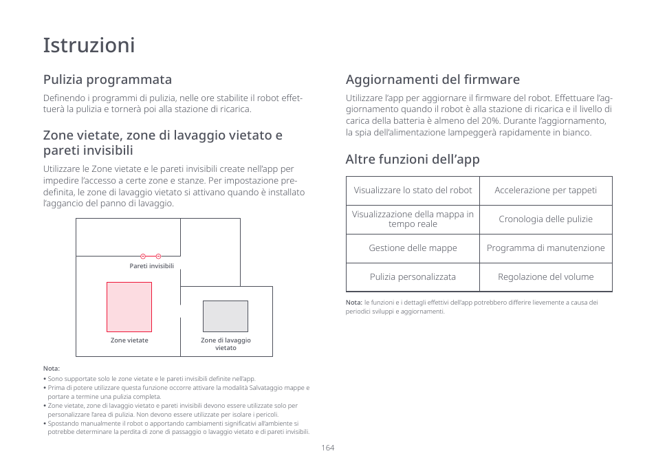 Istruzioni, Pulizia programmata, Altre funzioni dell’app | Roborock S7 CE User Manual | Page 164 / 372