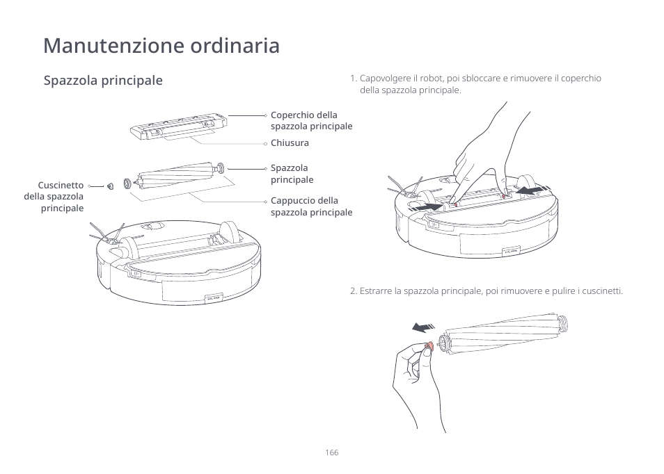 Manutenzione ordinaria, Spazzola principale | Roborock S7 CE User Manual | Page 166 / 372