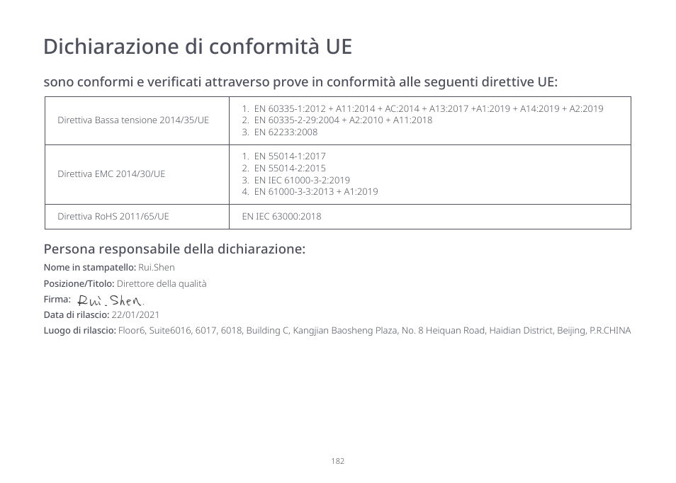 Dichiarazione di conformità ue | Roborock S7 CE User Manual | Page 182 / 372
