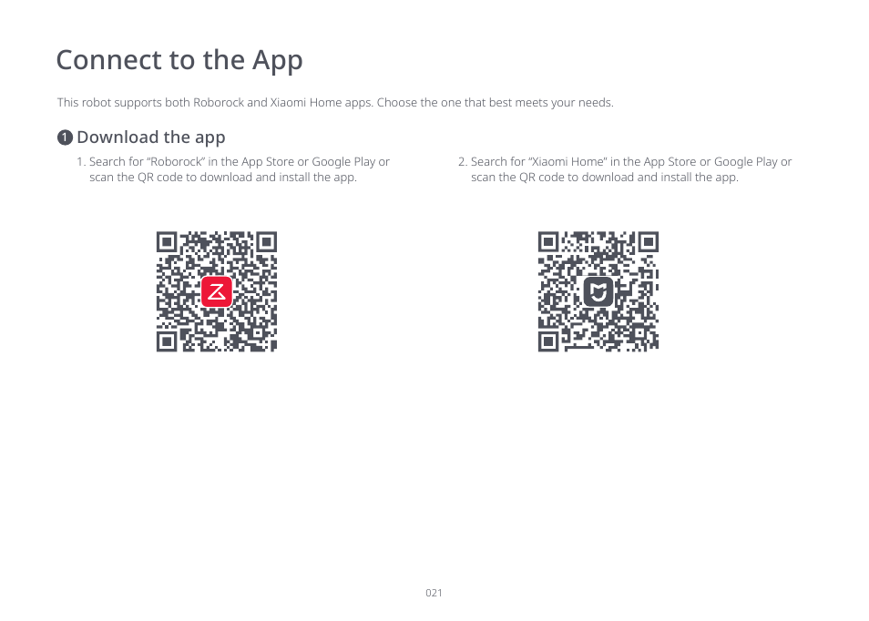 Connect to the app | Roborock S7 CE User Manual | Page 21 / 372