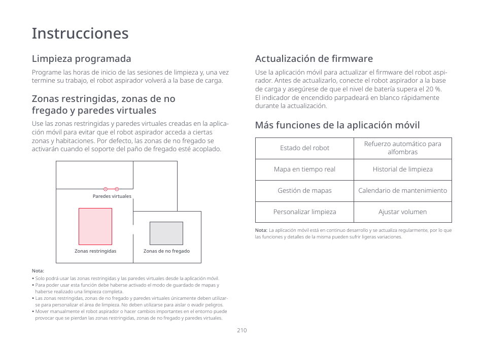 Instrucciones, Limpieza programada, Más funciones de la aplicación móvil | Roborock S7 CE User Manual | Page 210 / 372
