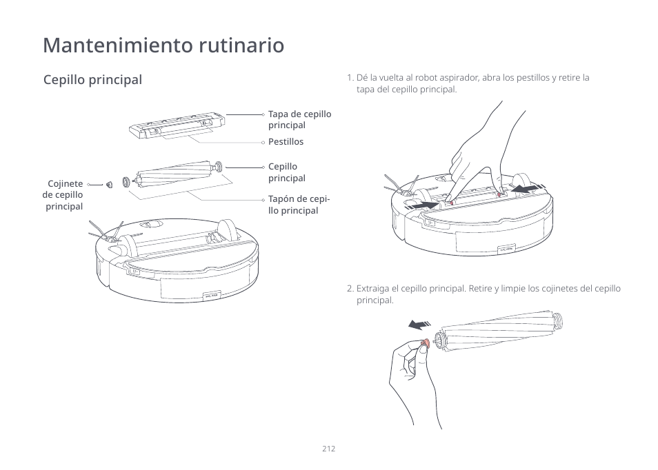 Mantenimiento rutinario, Cepillo principal | Roborock S7 CE User Manual | Page 212 / 372