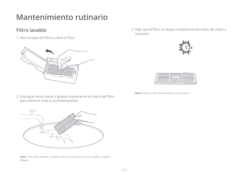 Mantenimiento rutinario | Roborock S7 CE User Manual | Page 217 / 372