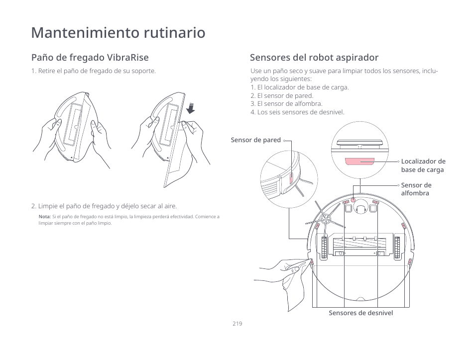 Mantenimiento rutinario | Roborock S7 CE User Manual | Page 219 / 372