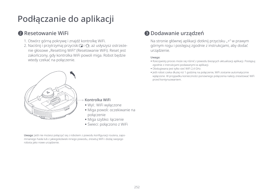 Resetowanie wifi | Roborock S7 CE User Manual | Page 252 / 372