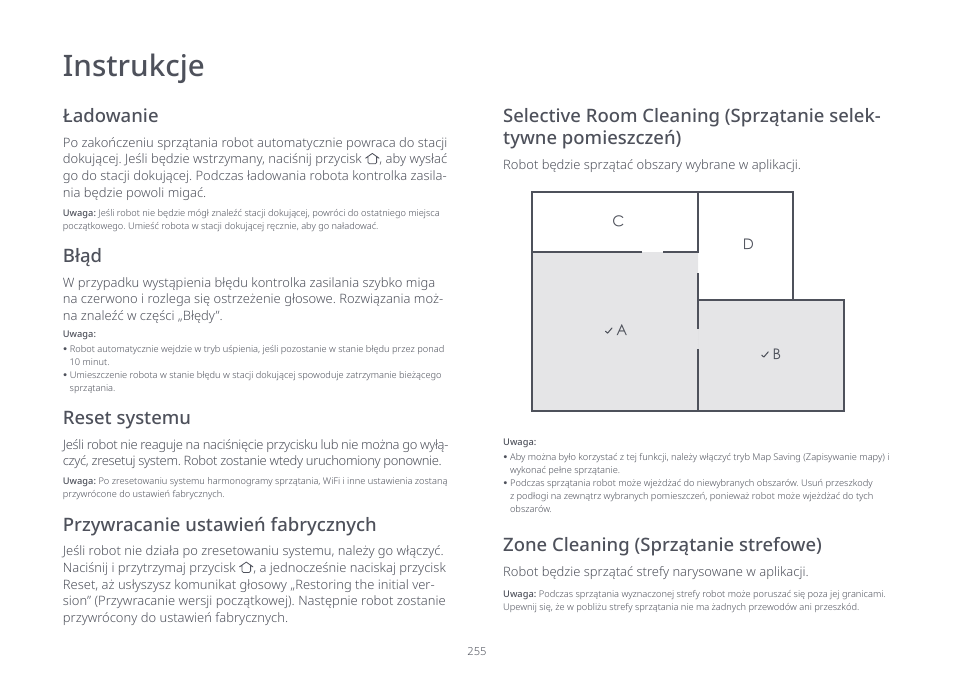 Instrukcje, Reset systemu | Roborock S7 CE User Manual | Page 255 / 372