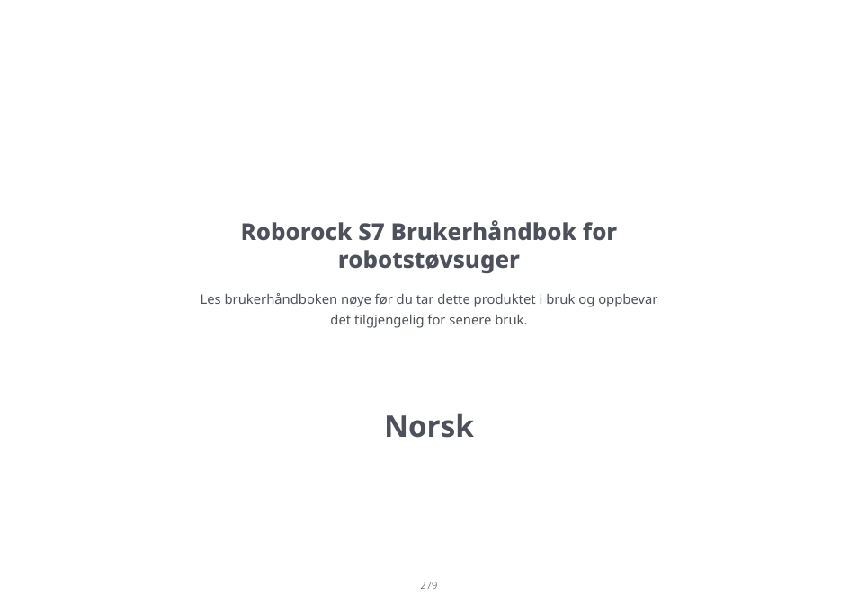 Norsk | Roborock S7 CE User Manual | Page 279 / 372