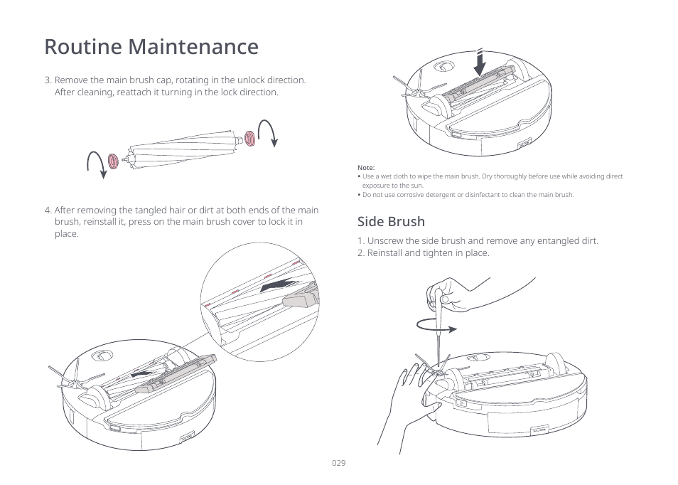 Routine maintenance, Side brush | Roborock S7 CE User Manual | Page 29 / 372