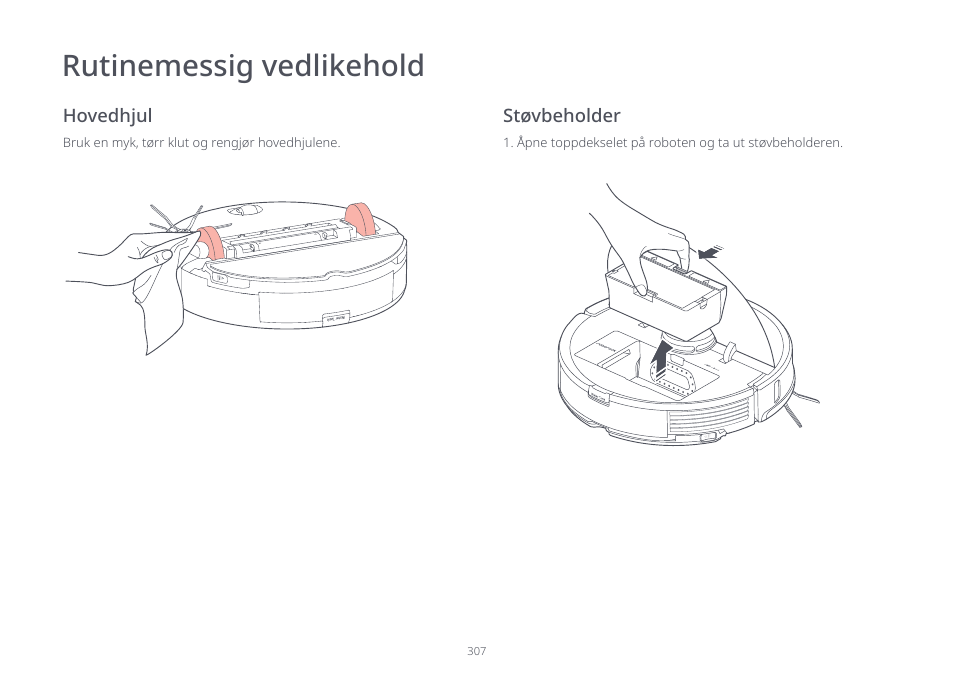 Rutinemessig vedlikehold | Roborock S7 CE User Manual | Page 307 / 372