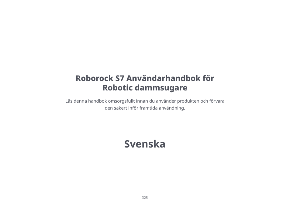 Svenska | Roborock S7 CE User Manual | Page 325 / 372