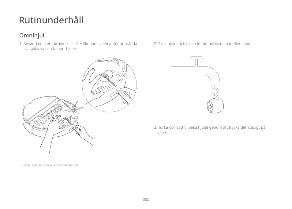 Rutinunderhåll | Roborock S7 CE User Manual | Page 352 / 372