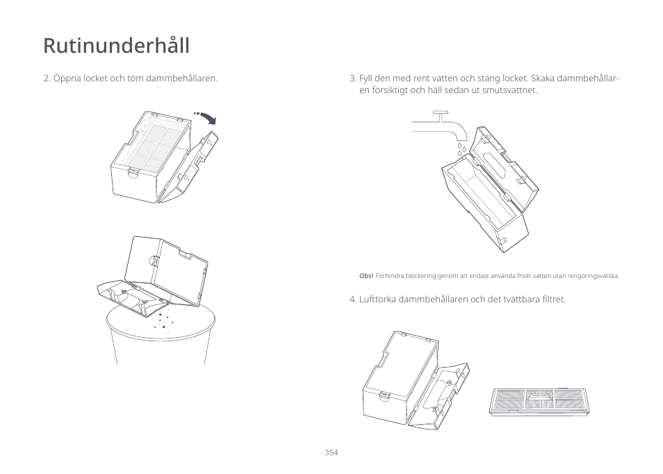 Rutinunderhåll | Roborock S7 CE User Manual | Page 354 / 372