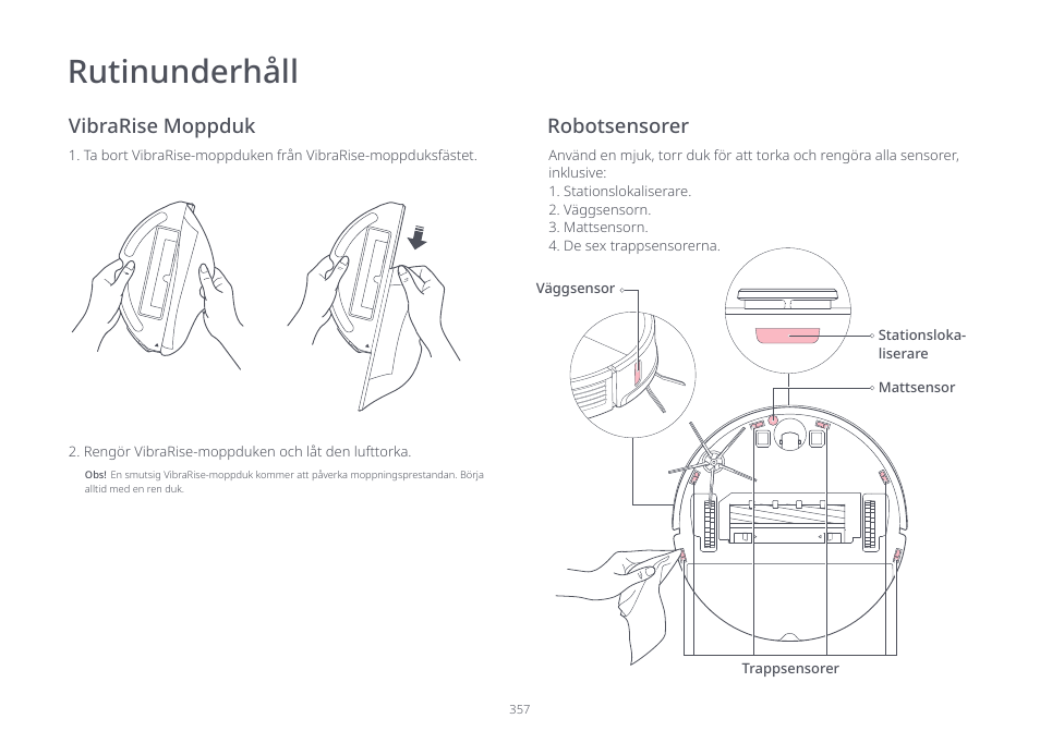 Rutinunderhåll | Roborock S7 CE User Manual | Page 357 / 372