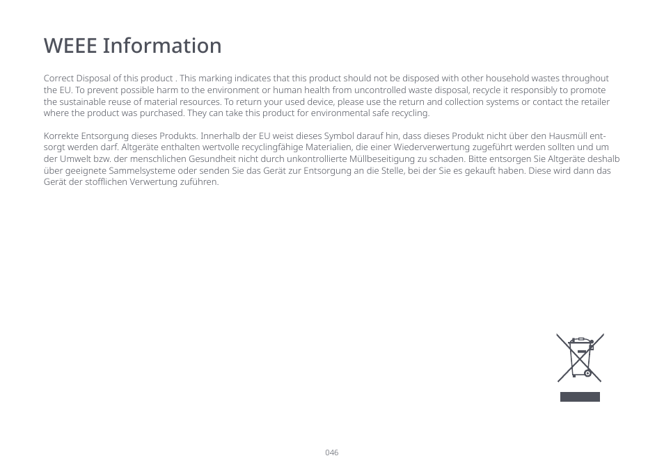 Weee information | Roborock S7 CE User Manual | Page 46 / 372