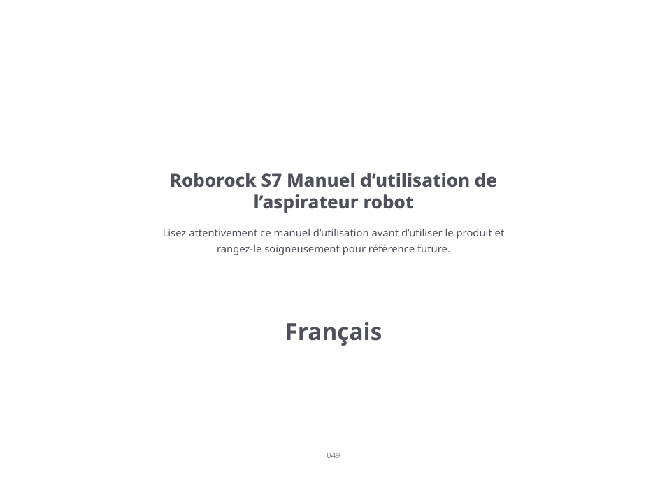 Français | Roborock S7 CE User Manual | Page 49 / 372