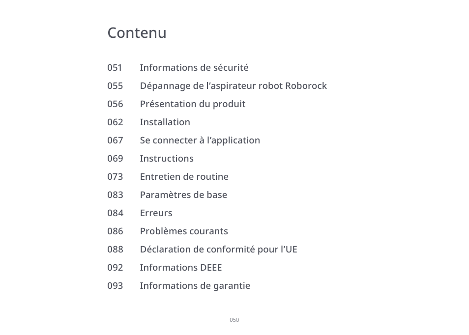 Contenu | Roborock S7 CE User Manual | Page 50 / 372