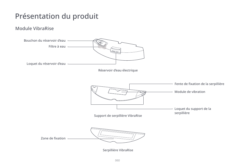 Présentation du produit, Module vibrarise | Roborock S7 CE User Manual | Page 60 / 372