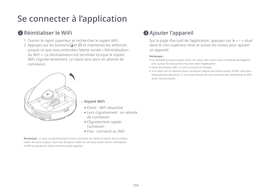 Se connecter à l’application, Réinitialiser le wifi ajouter l’appareil | Roborock S7 CE User Manual | Page 68 / 372