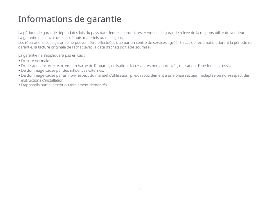 Informations de garantie | Roborock S7 CE User Manual | Page 93 / 372