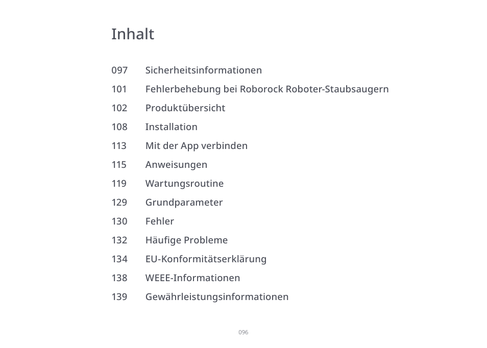 Inhalt | Roborock S7 CE User Manual | Page 96 / 372