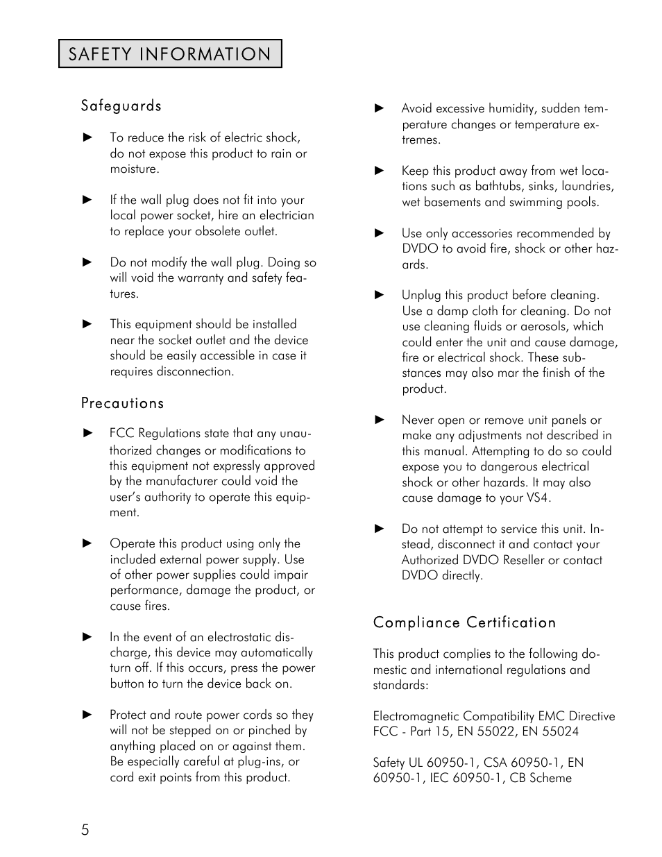 Safety information | DVDO VS4 User Manual | Page 6 / 8