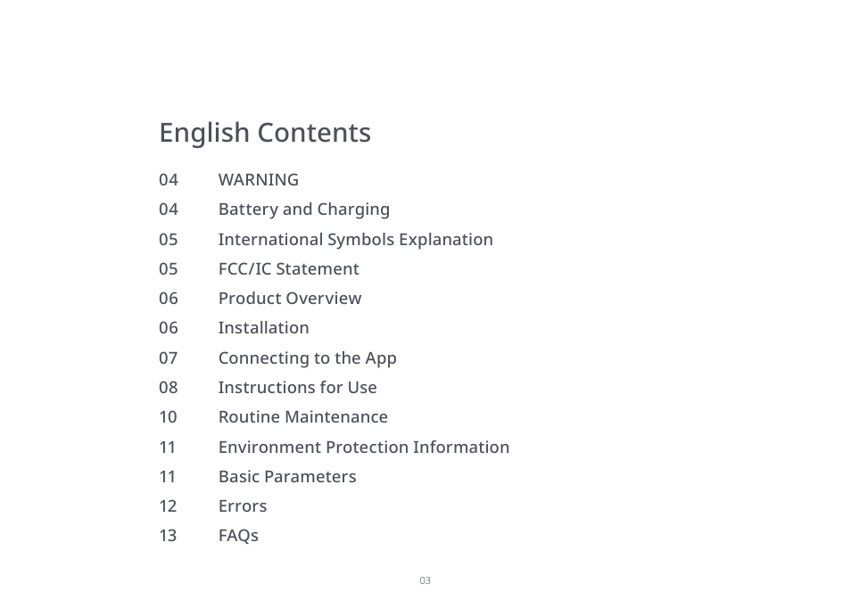 English contents | Roborock Q7+ FCC User Manual | Page 3 / 15