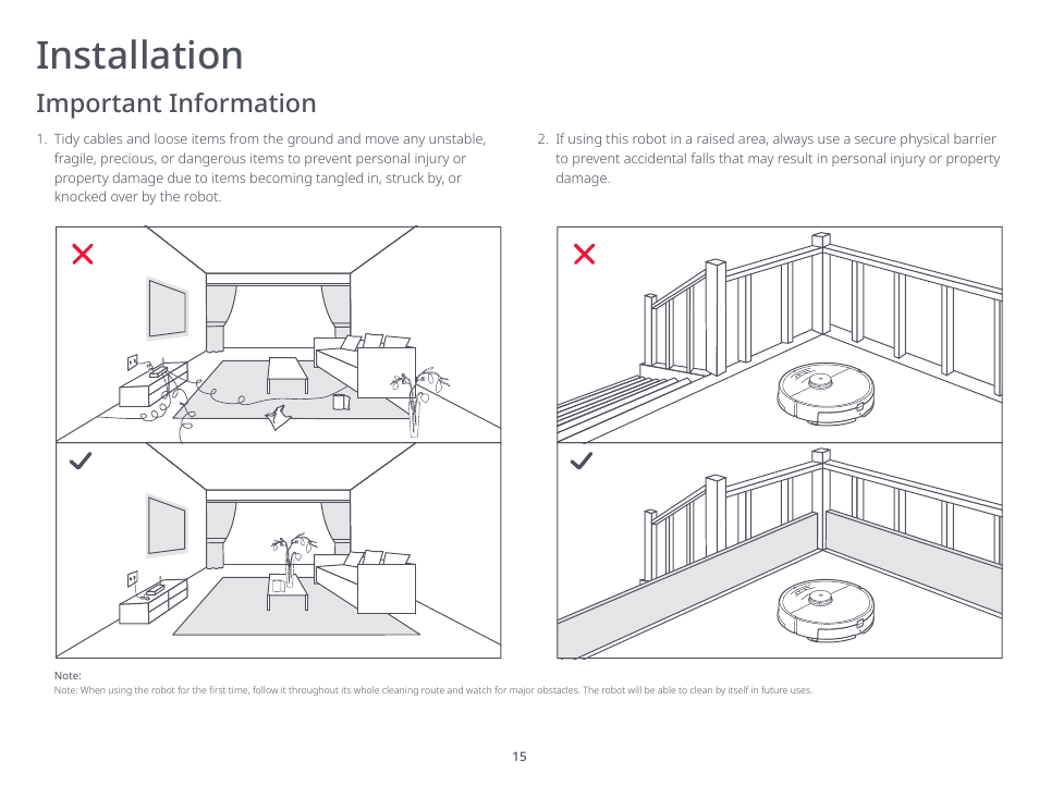 Installation, Important information | Roborock S6 MaxV FCC User Manual | Page 17 / 39