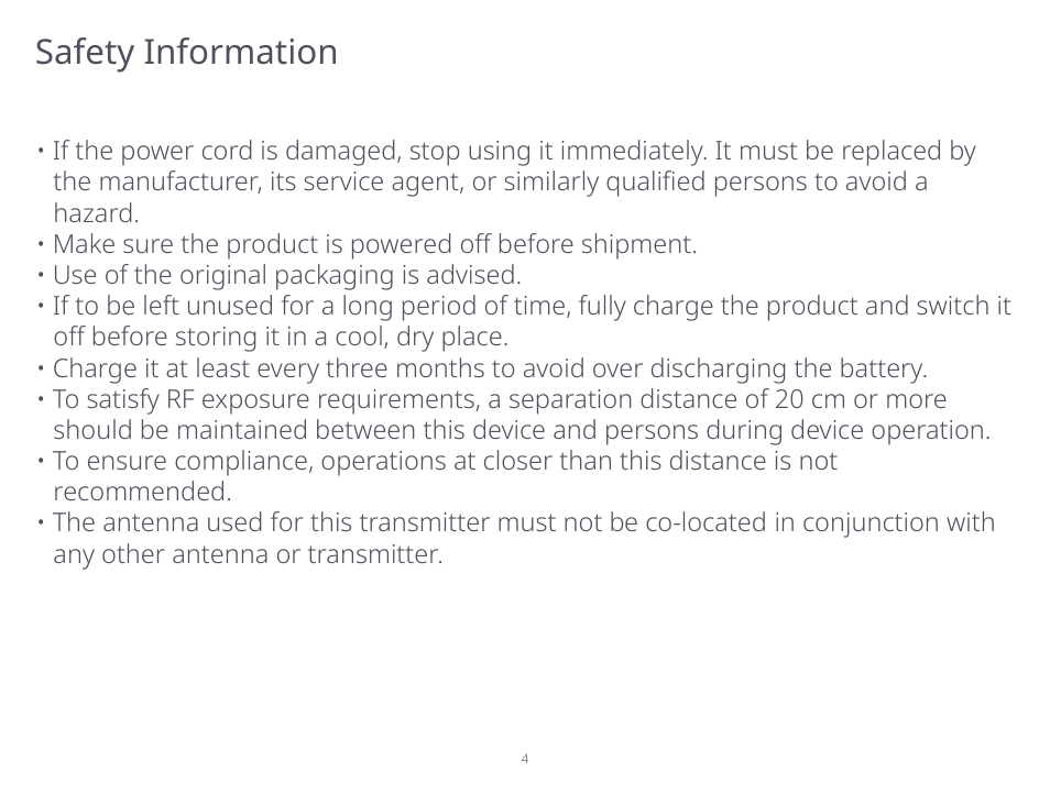 Safety information | Roborock S5 Max CE User Manual | Page 6 / 39