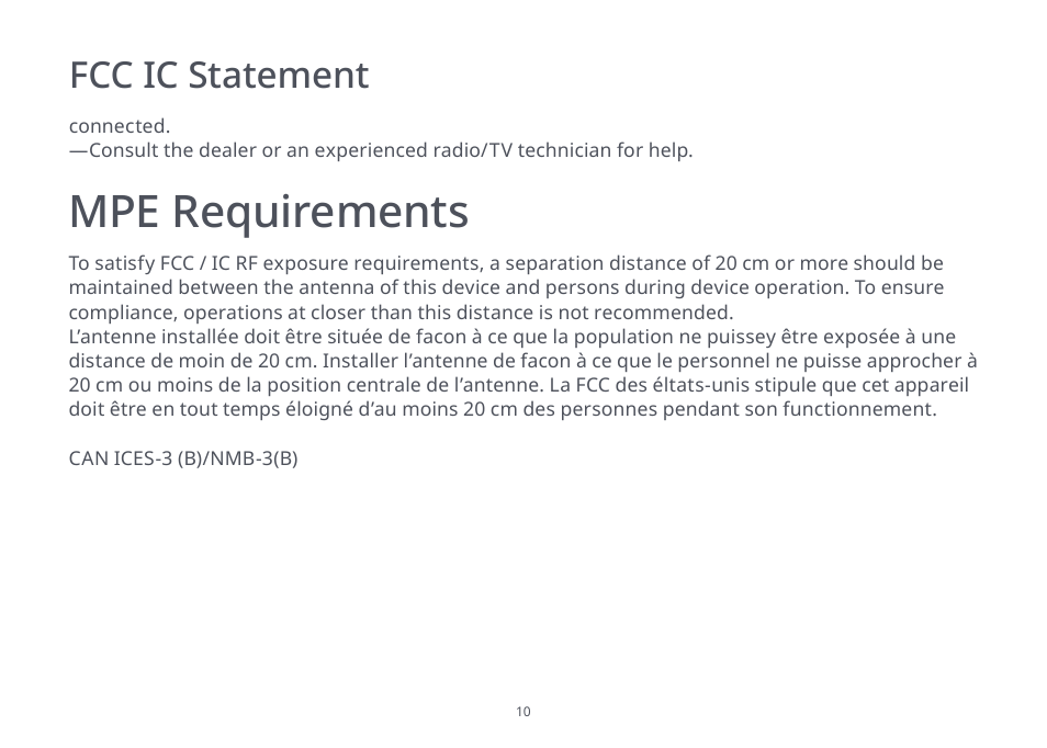 Mpe requirements, Fcc ic statement | Roborock S4 Max User Manual | Page 11 / 36