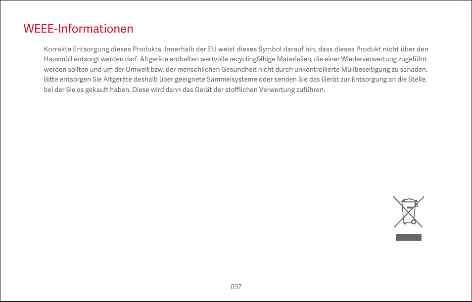Weee-informationen | Roborock S4 CE User Manual | Page 100 / 168